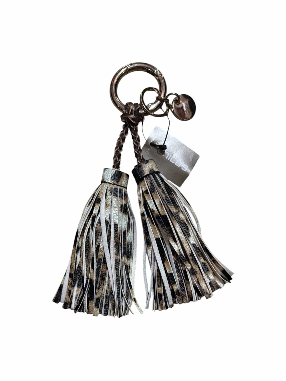 Chico's Marie Large Double Tassel Leopard Keychain / Bag Charm